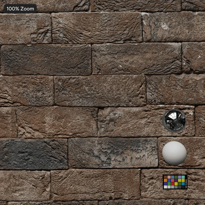 dark rusticated brick wall texture — Вид 7