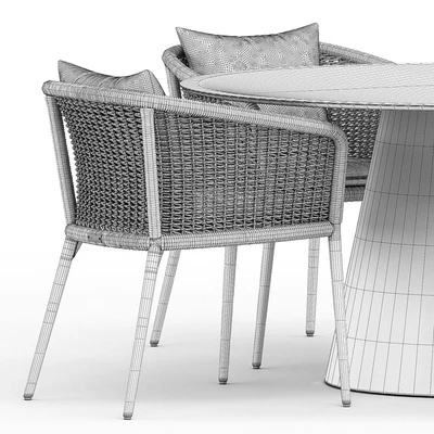 knot armchair and cone ii dining table round 140 by janus — Ver 4