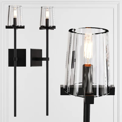 Restoration Hardware PAUILLAC TORCHE SCONCE Glass shade and Black — Ver 1