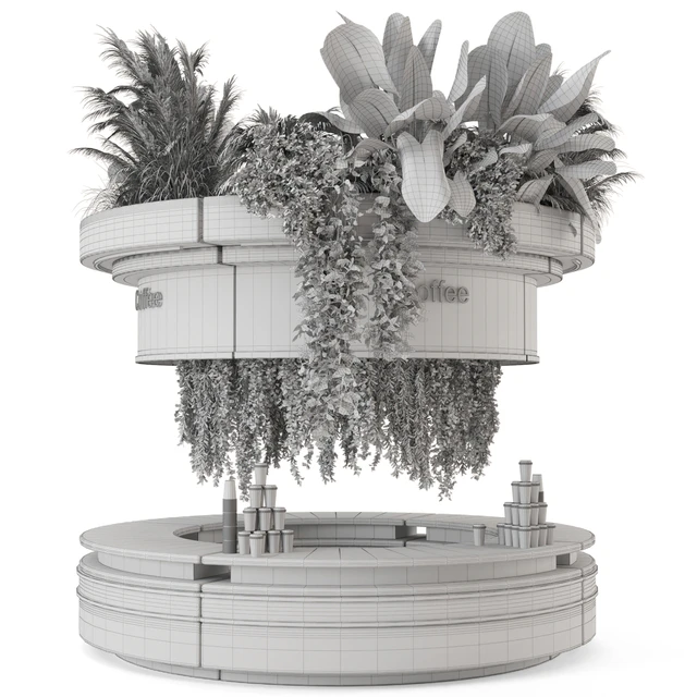 Coffee Reception Desk With Plants - Restaurant Set 1815 — Descargar