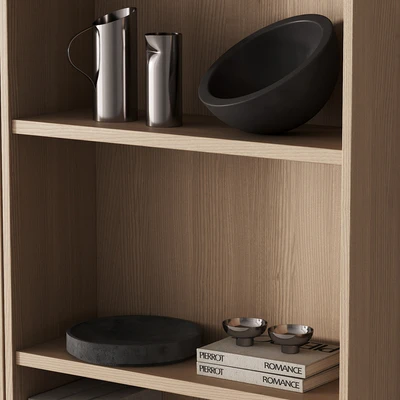 203 bookcase and rack 06 minimal wood with decor 01 — Ver 5