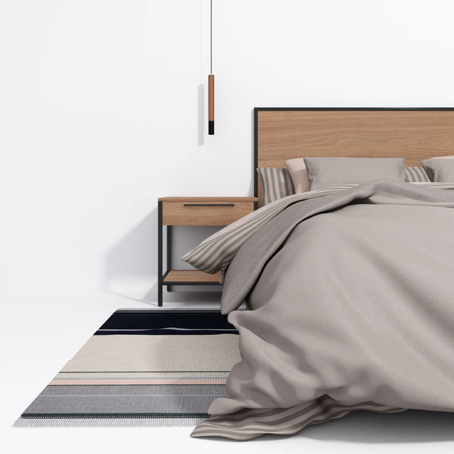 James Walnut with Black Frame King Bed — Descargar