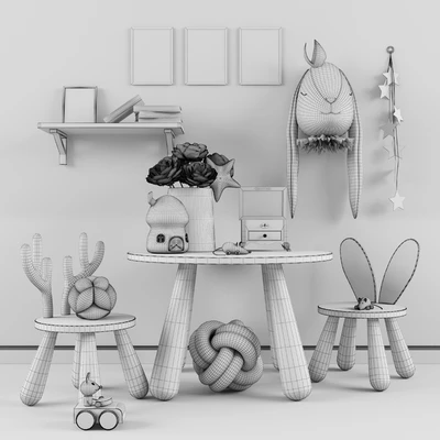 Decor for a children's room with toys 2. Table, chair — Ver 3