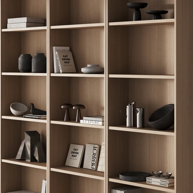 203 bookcase and rack 06 minimal wood with decor 01 — Descargar