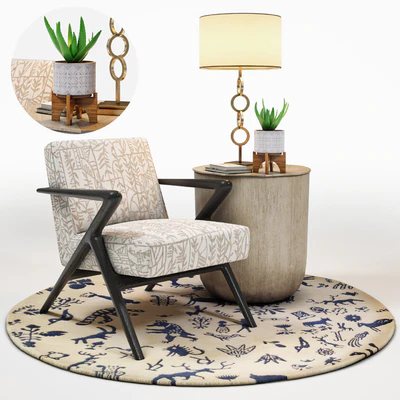 Capri Lounge Chair & RH Side Table Set — Ver 1