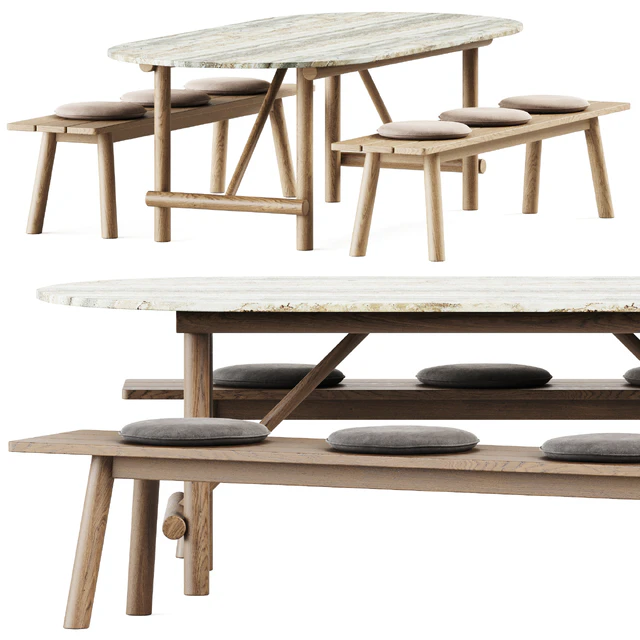 Ayana Outdoor Table and Bull Bench by B&B Italia — Скачать