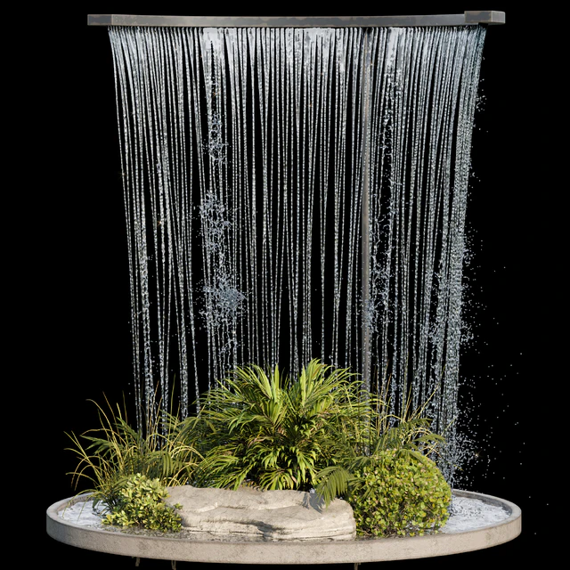 Waterfall fountains and plant 07 — Скачать