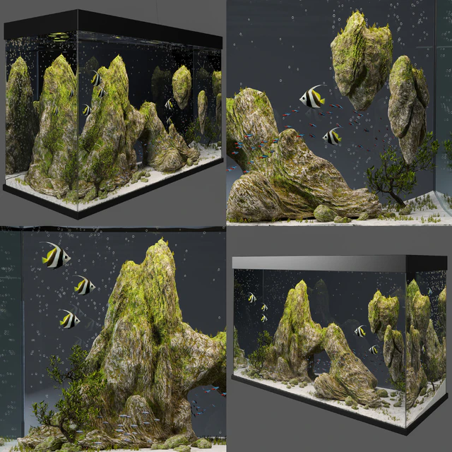 Aquarium with rocks and moss — Descargar