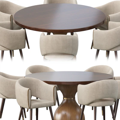 GRACE ARMCHAIR and POINT REYES BOTTICELLI LARGE ROUND DINING TABLE — Вид 4