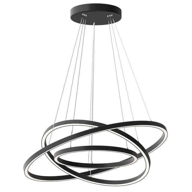 Modern 32-Inch Triple Ring LED Pendant Light Black Finish — Descargar
