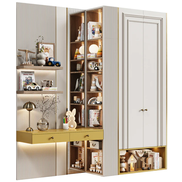 Children's modular wardrobe with desk neoclassic 22 — Descargar