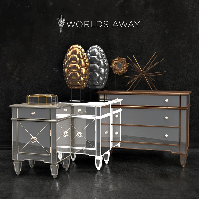 Nightstand and dresser Worlds Away + accessories — Descargar