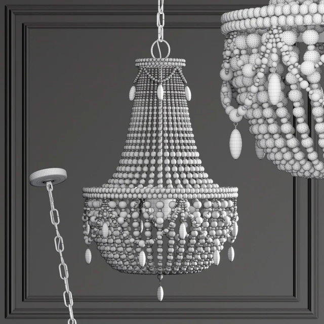 Chandelier RH Anselme White Wood Large Chandelier — Descargar