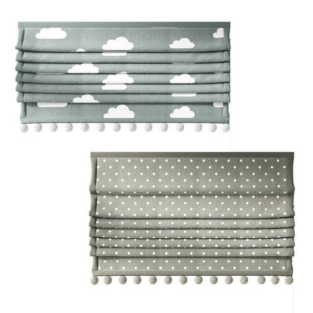 Roman curtains for the nursery with pompoms ZS 01 — Descargar