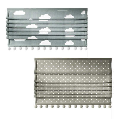 Roman curtains for the nursery with pompoms ZS 01 — Ver 4