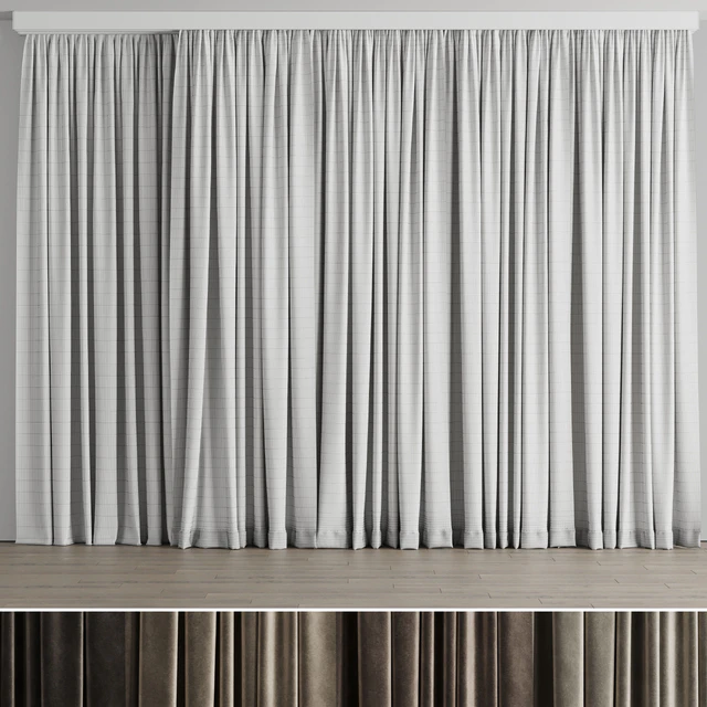 Curtain with rod 001 brown curtain HBH — Скачать