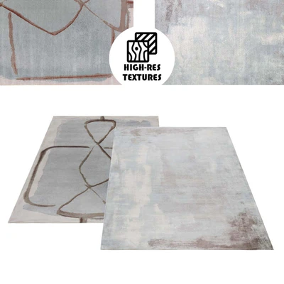 Luxurious Modern Abstract Blue Natural Silk Rug Carpet Set — Ver 1