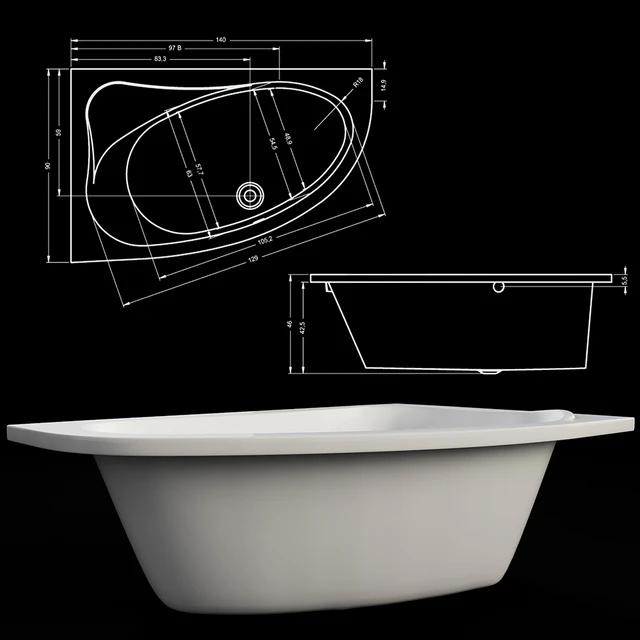 Bath Acrylic asymmetric Riho Lyra — Download