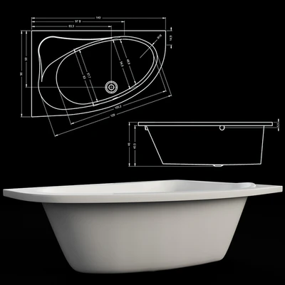 Bath Acrylic asymmetric Riho Lyra — View 3