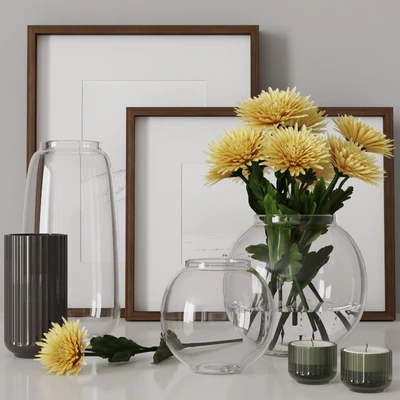 decorative set with yellow chrysanthemums 05 — Ver 1