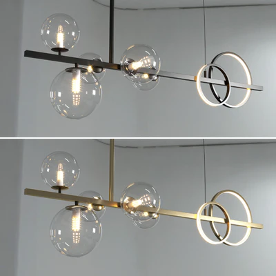 Artpad Modern European Glass Bubble Dining room Pendant Lights Black & gold — Ver 3