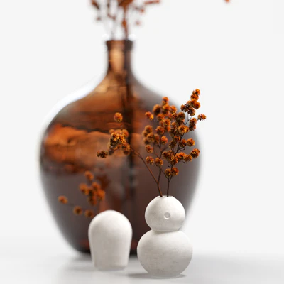 Dried flower branch in a large brown jar — Ver 6