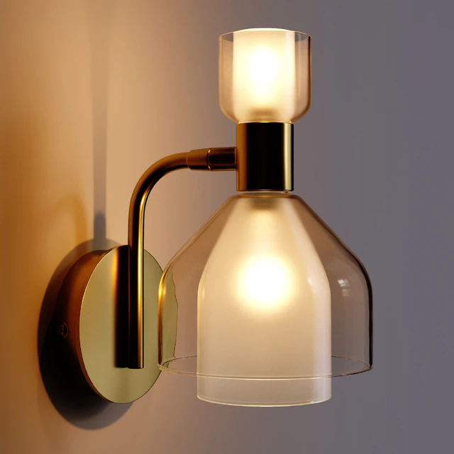 Brass and tinted glass wall lamp, Amoris — Descargar