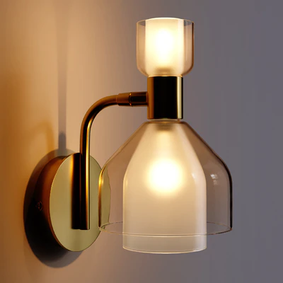 Brass and tinted glass wall lamp, Amoris — Ver 4