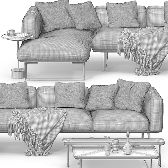Cassina 206 8 CUBE sofa corner set — Скачать