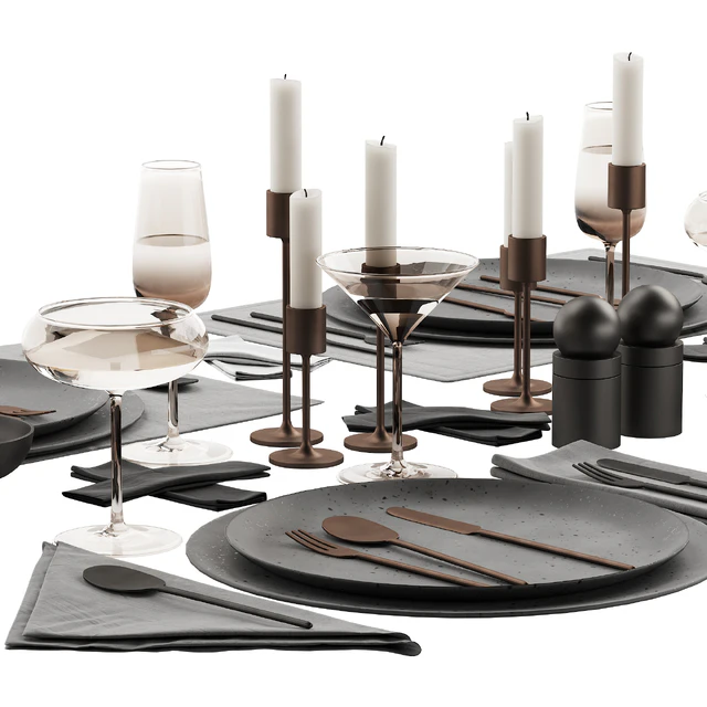065 Tableware decor set 03 ceramic bronze black 00 — Descargar