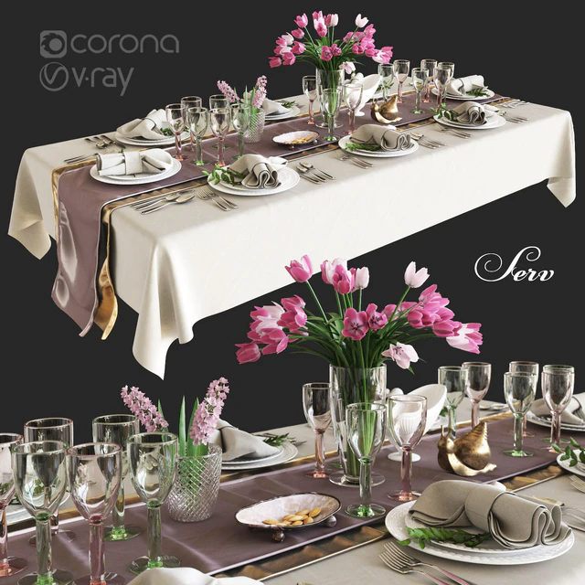 Table setting with flowers — Descargar