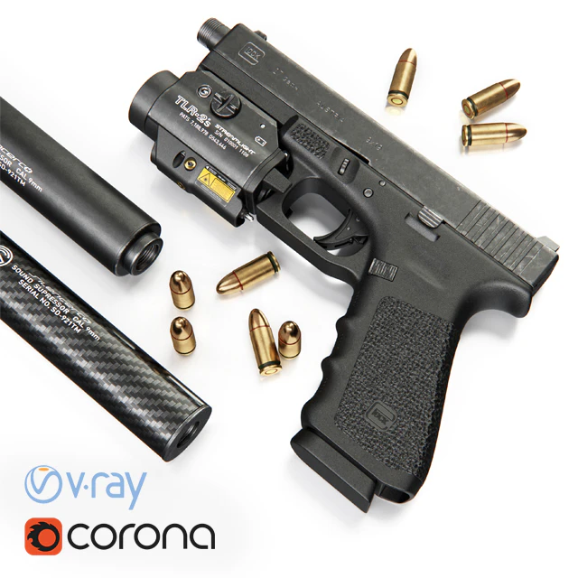 Pistol Glock 17 Gen4 + Flashlight with laser pointer — Descargar