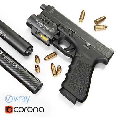 Pistol Glock 17 Gen4 + Flashlight with laser pointer — Ver 1
