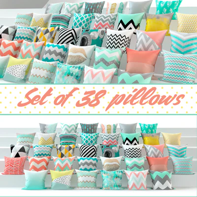 set of 38 pieces of pillows pillow set 38 — Ver 1