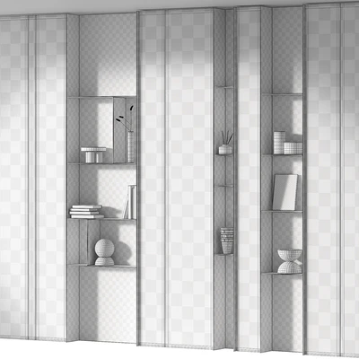 Rack set. Built in wall black white rack shelving. — Вид 4