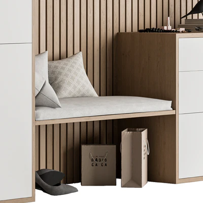 Hallway 10 - White and Wood Set — Ver 4