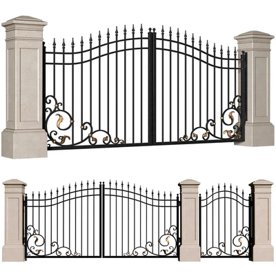 Forged gates in a classic style.DUAL Entrance Driveway Fence Iron Gate set — скачать