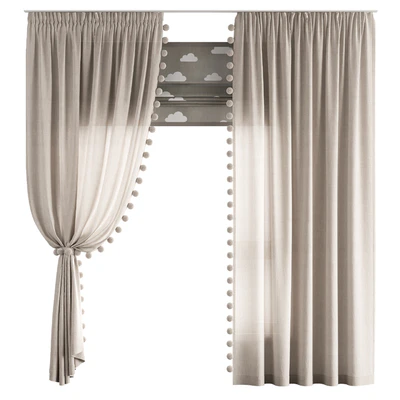 Curtains for the nursery ZS01 with pompoms — download