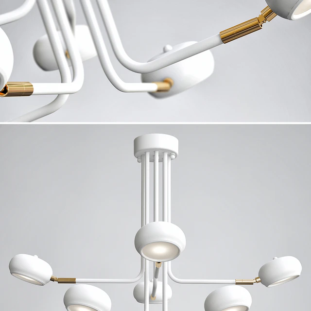 Curved Stix Chandelier 8 White — Descargar
