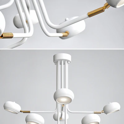 Curved Stix Chandelier 8 White — Ver 3