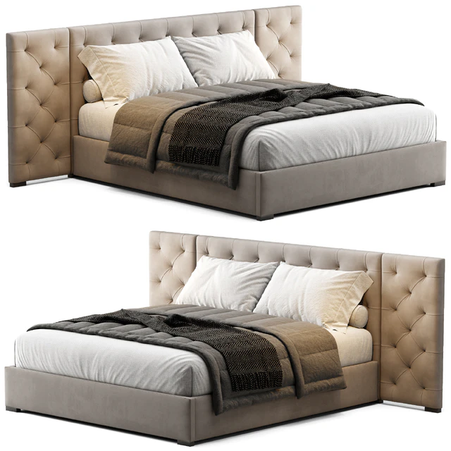 Modena Fabric Diamond-Tufted Extended Bed — Скачать