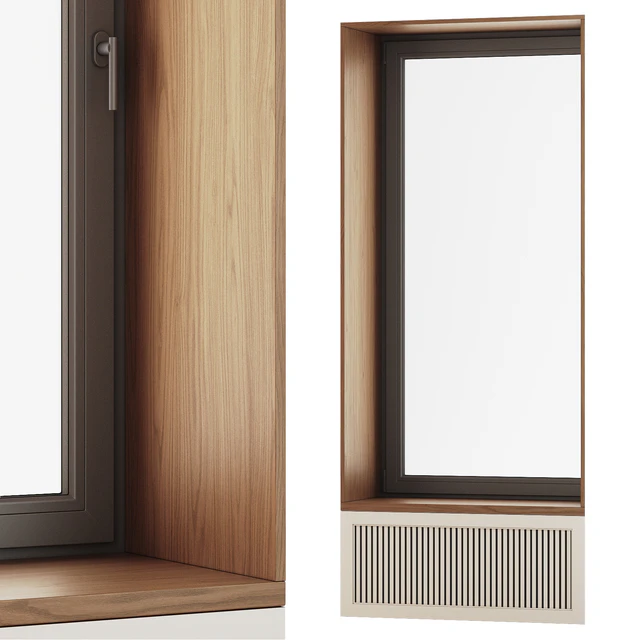 Plastic window with wooden slope — Descargar