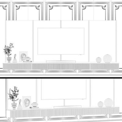 TV wall in neoclassical style with decor 08 — Ver 3