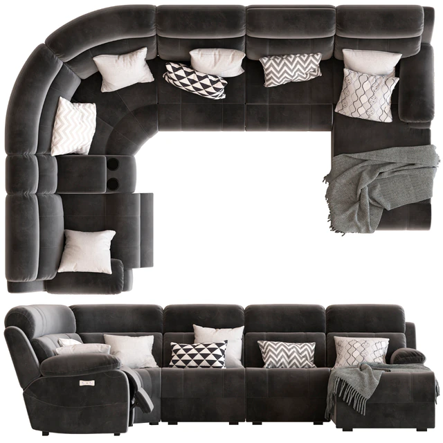 5-Seater Corner Sofa with Chaise and Foot lift — Descargar