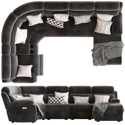 5-Seater Corner Sofa with Chaise and Foot lift — Ver 4