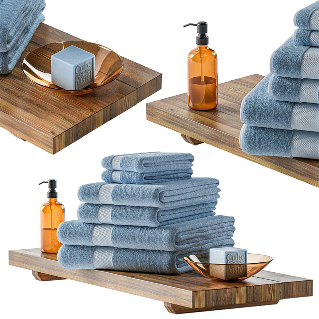 Bathroom towels on a shelf — Descargar