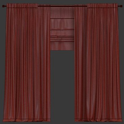 Gray curtains with tulle and a roman curtain. — Ver 3