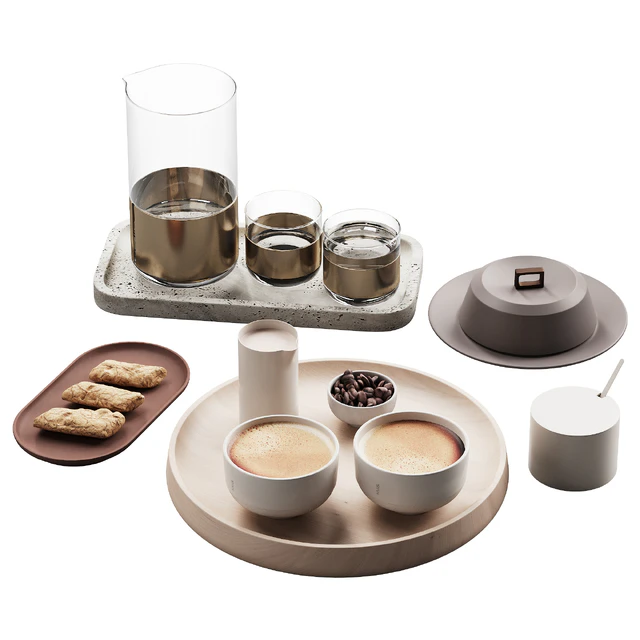 432 eat and drinks decor set 10 coffee & water carafe kit serving 01 — Скачать
