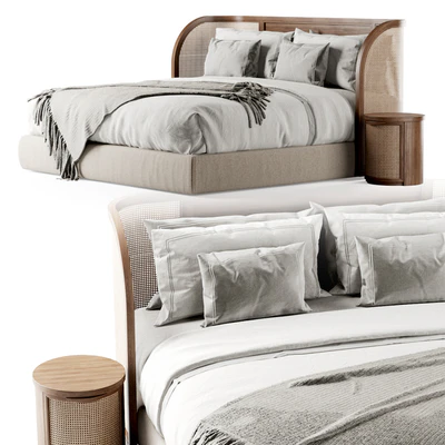 Wooden double bed DB57 / Double bed rattan — Ver 5