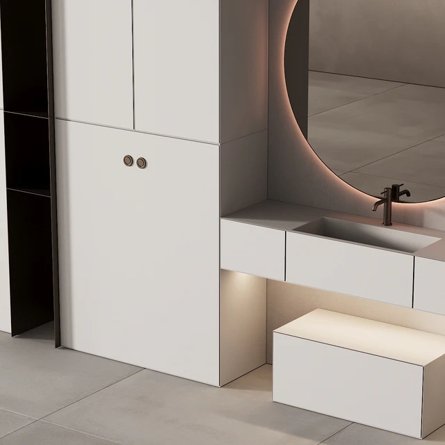 249 bathroom furniture 07 minimal modern round mirror — Скачать